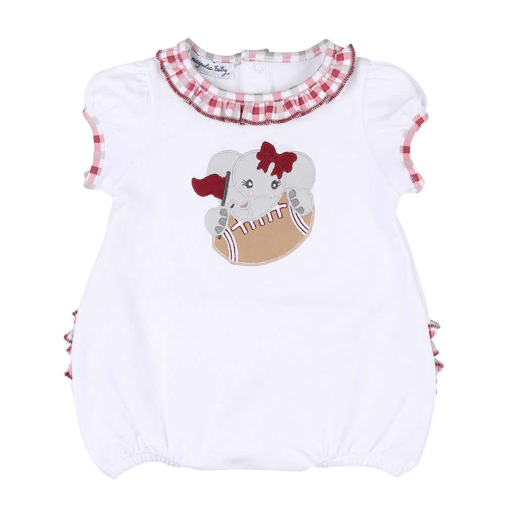 Elephant Football Applique Ruffle Bubble