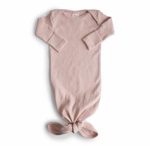 Ribbed Knotted Baby Gown (Blush)