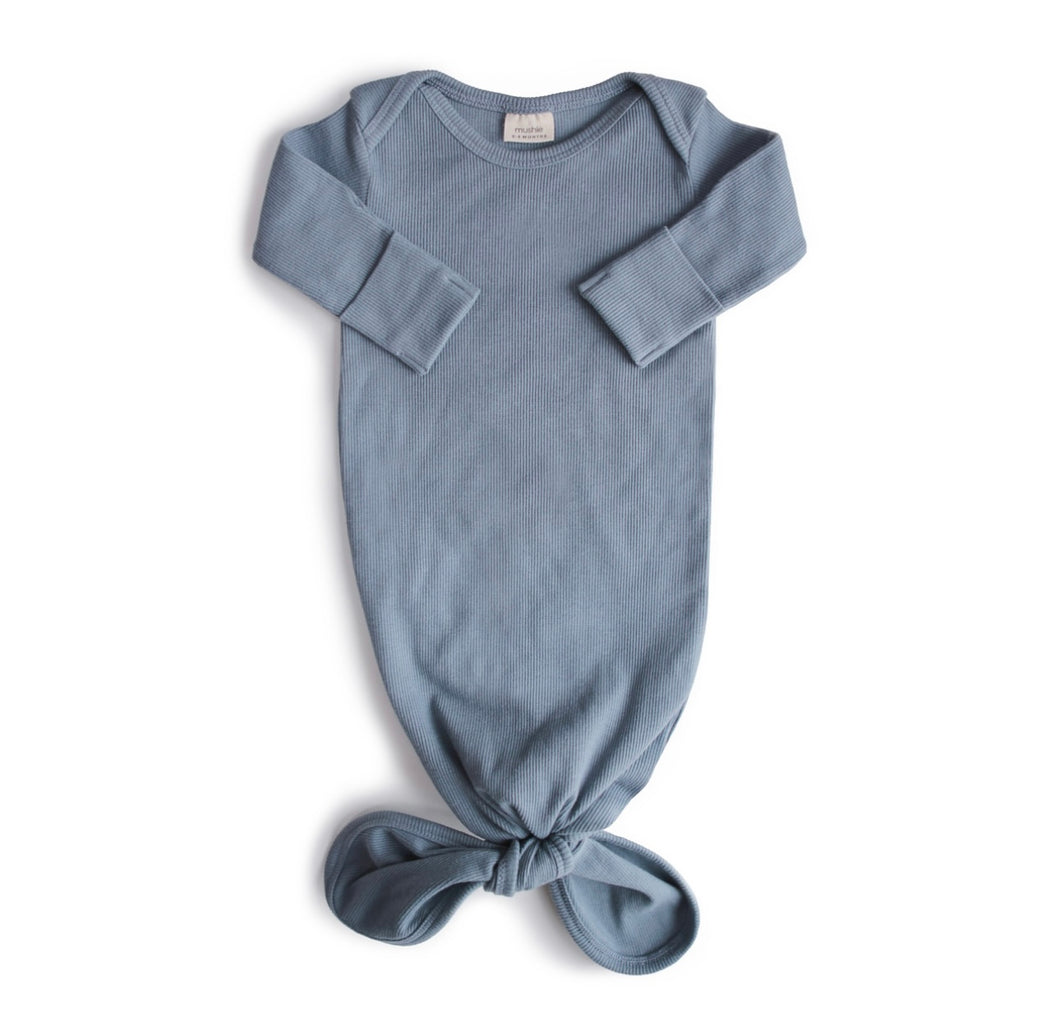 Ribbed Knotted Baby Gown (Tradewinds)