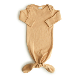 Ribbed Knotted Baby Gown (Mustard)
