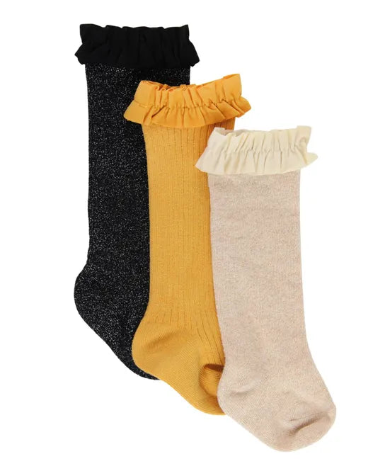 Sparkle Oatmeal, Honey, & Sparkle Black 3-Pack Knee High Socks