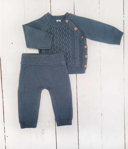 Sasha Cotton Knit 2pc Shirt and pants Baby Outfit Set | Juniper Berry
