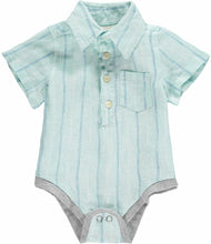 Load image into Gallery viewer, Green Stripe Woven Onesie