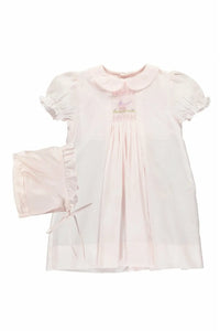 Baby Girls Only Day Gown and Hat - Carriage Smocking - Pink, Newborn, One Size