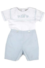 Load image into Gallery viewer, Personalized Baby Boy Classic Monogram Bobbie Suit - White Blue