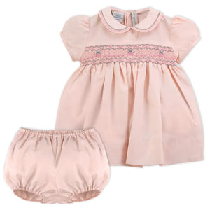Baby Girl Elegant Taffeta Pink Short Sleeve Dress