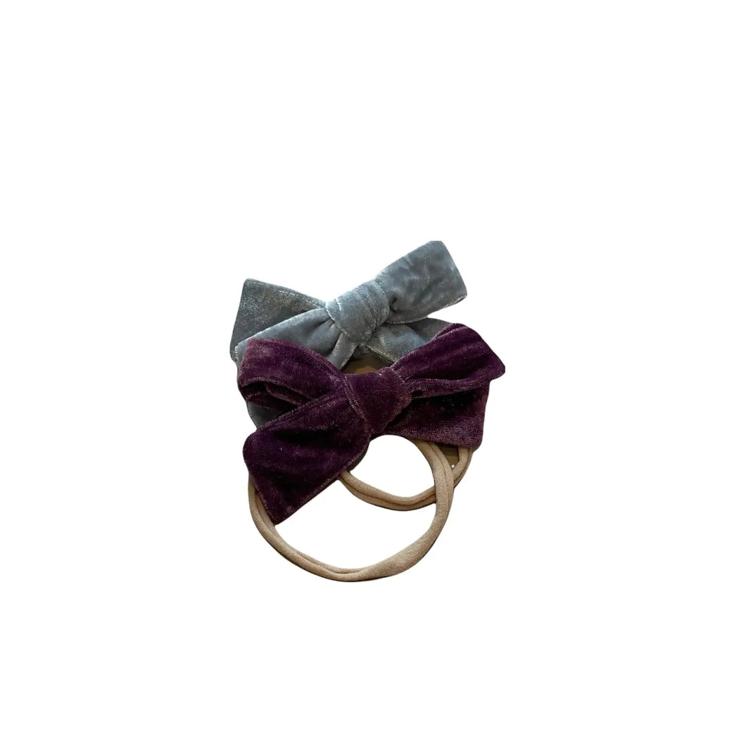 Ella Headband Bow - Egg Plant/Powder Blue