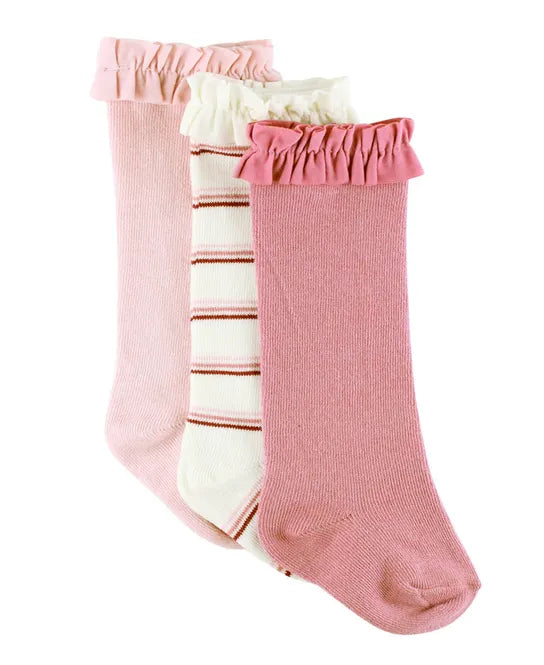 3-Pack Ballet Pink, Rosy Lane & Wisteria Mauve Knee High Socks