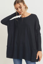 Load image into Gallery viewer, OVERSIZE POCKET SWEATER TOP - BLACK