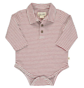SEYMOUR Polo onesie - Red Stripe