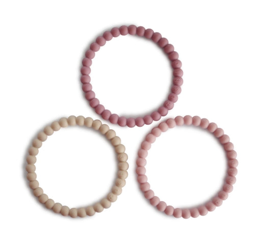 Pearl Teething Bracelet (Linen/Peony/Pale Pink)