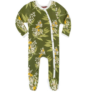 Footed Romper Green Floral