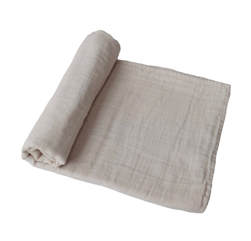 Muslin Swaddle Blanket Organic Cotton (Fog)