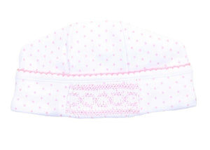 Mini Dot Essentials Smocked Hat - Pink