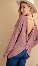 Load image into Gallery viewer, Twist Open Back Sweater Top (Mauve)