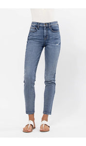 HIGH RISE VINTAGE SKINNY JEANS WITH DISTRESSING SP-P11687