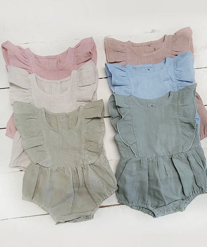 Sleeveless Linen Romper (Pink)