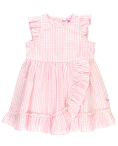 Pink Gingham Ruffle Detail Dress