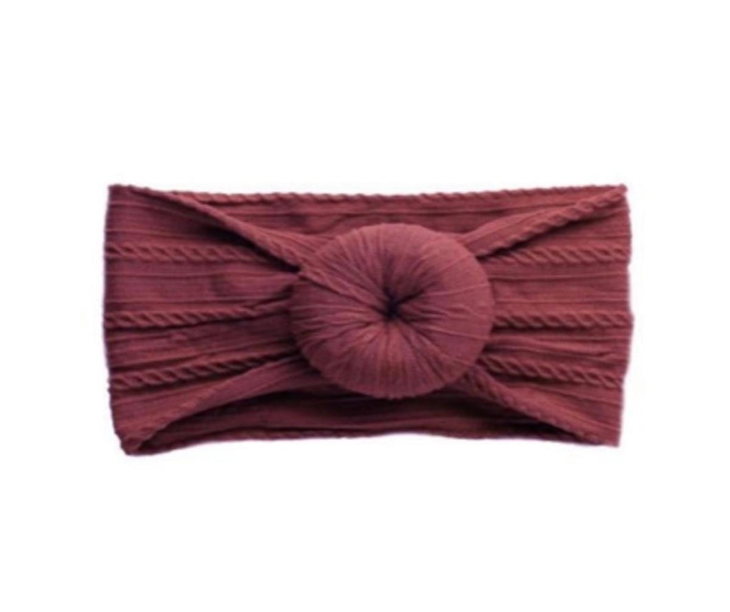 Burgundy Cable Knit Headband