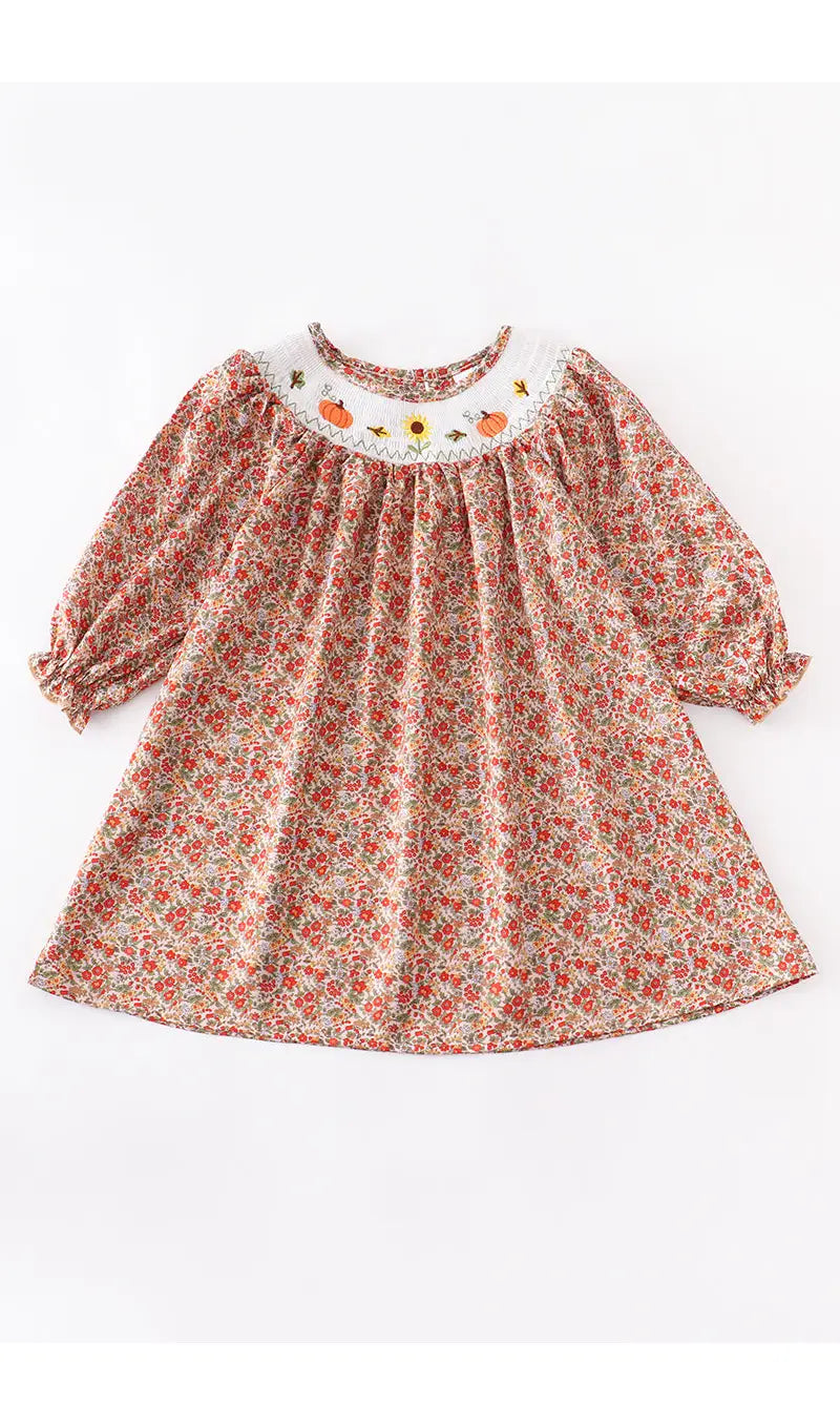Pumpkin smocked dress